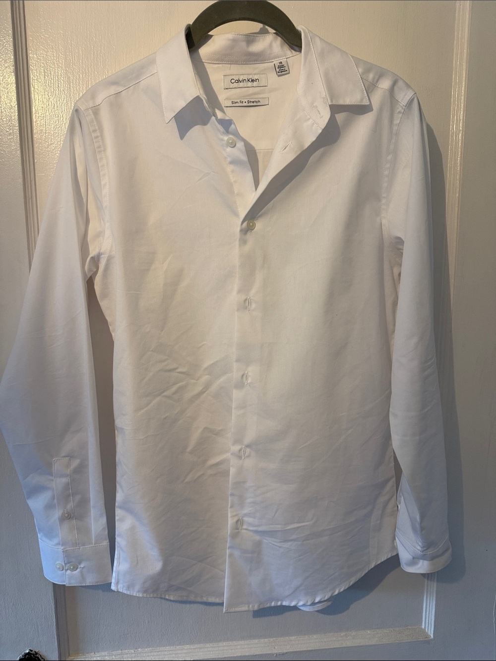 Calvin Klein Boys Slim Fit White Stretch Dress Shirt